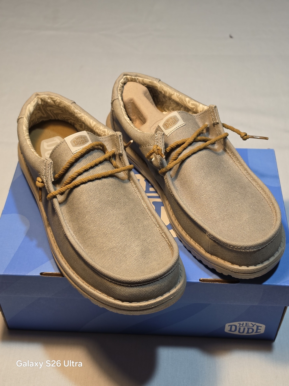 Hey Dude Canvas Slip-On Loafers in Beige and Tan
